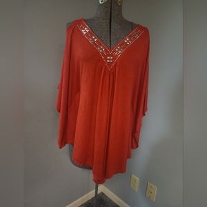 Plus size 1XL COLD SHOULDER TOP WITH METAL DETAIL